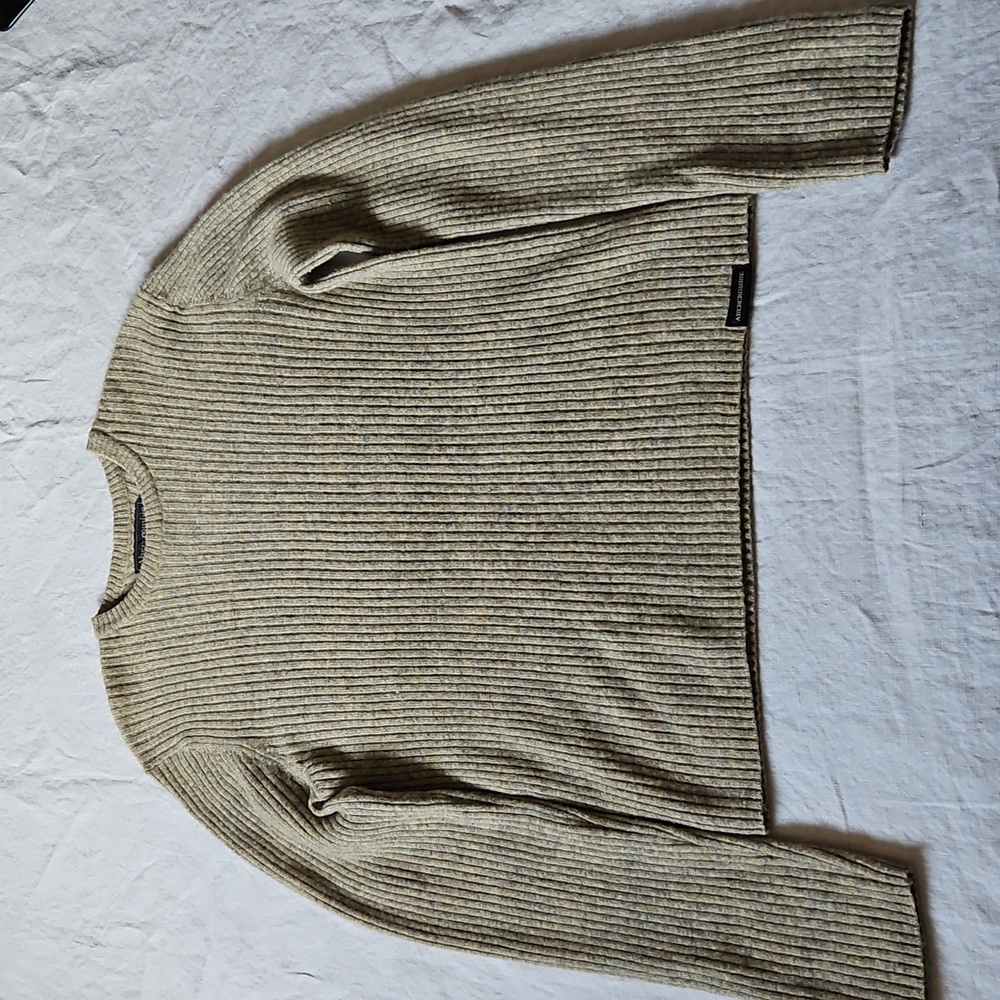 Abercrombie & Fitch Lambs Wool Blend Sweater Tie Dye Gray Tan Size Small